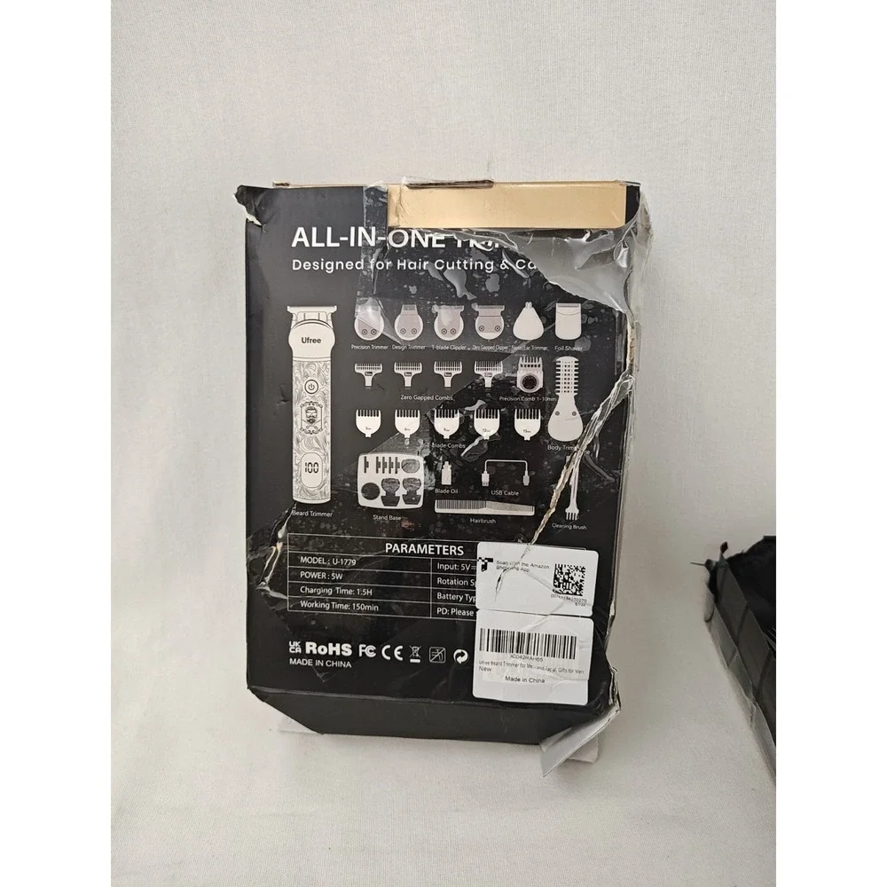 Open box New Black Ufree Beard Trimmer‎ Men Cordless Electric Razor U-1779